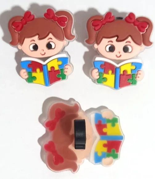 Ponteira P/lápis Menina e Menino Símbolo Autismo - 6 Unidade
