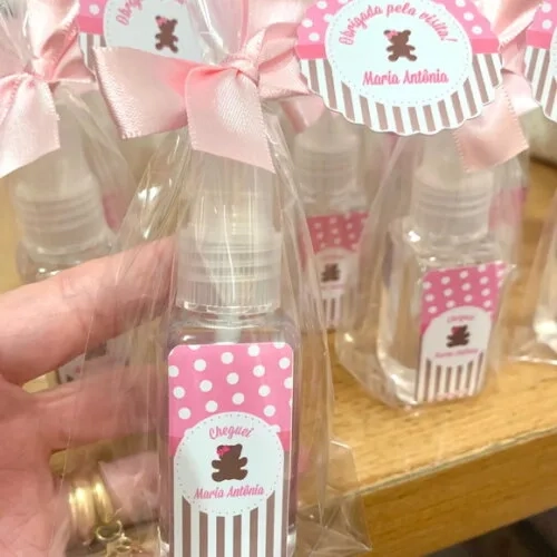 Álcool 70% Spray Lembrancinha maternidade Ursinha