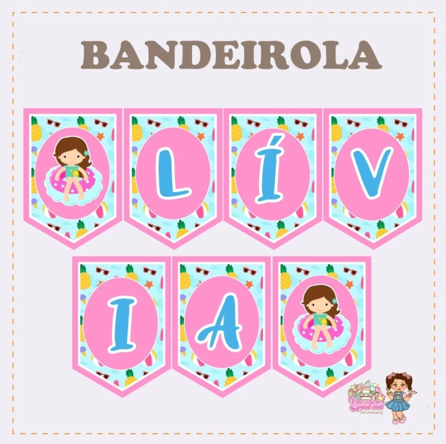 Kit Festa Só Um Bolinho POOL PARTY MENINA - Decoração de Festa