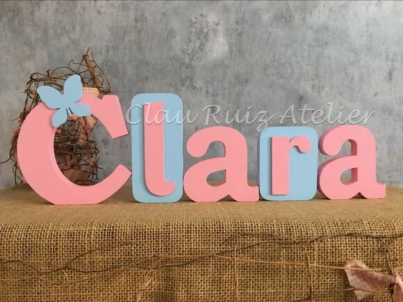 Letras de MDF -Nomes Blocos Borboleta