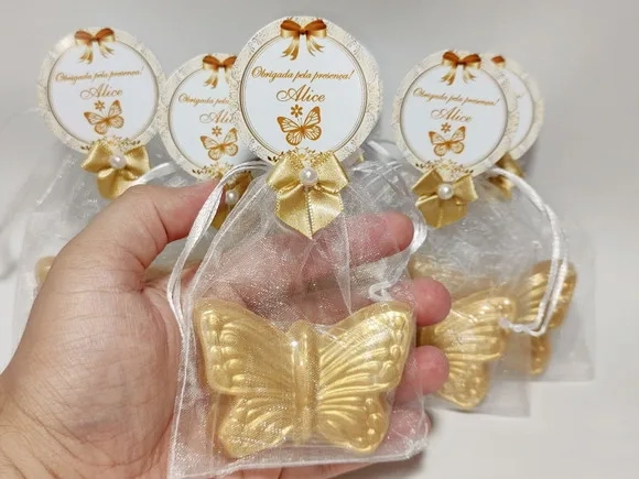 Lembrancinha Aniversário 50 Anos Feminino Sabonete Borboleta