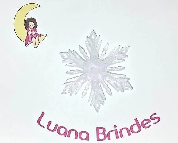 Floco de Neve Fruta Cor 7cm Acrílico Pacote com 10 Unidades.