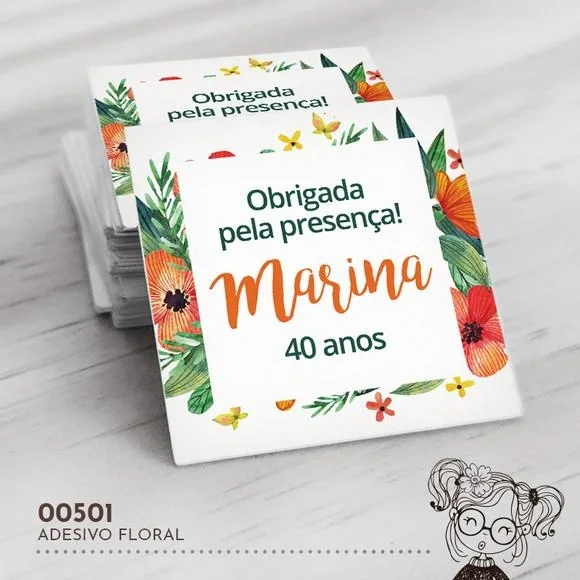 Adesivo Quadrado Floral - 00501