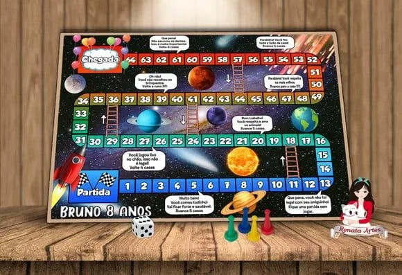 Tabuleiro Educativo Tema de Espaço Sideral