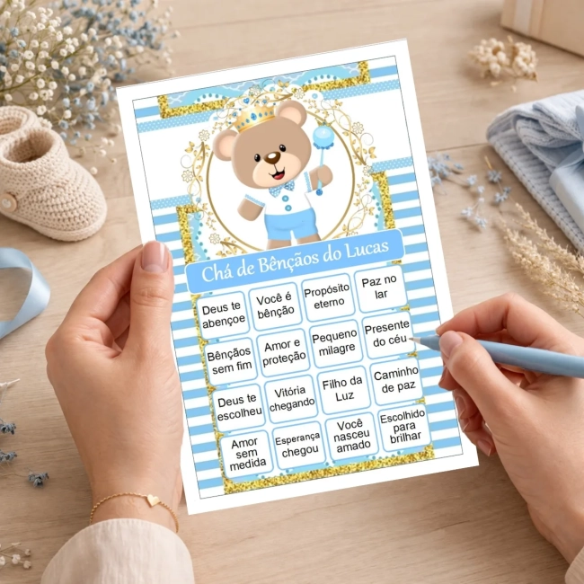 Bingo Chá de Bênçãos Menino PDF Para Imprimir