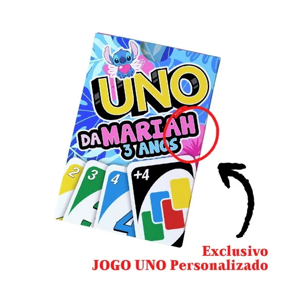 Lembrança Criativa Tema Stitch com Cartas Personalizadas Uno