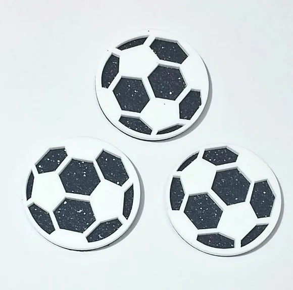 Aplique Bola de Futebol Acrílico Pacotes com 10 Unidades