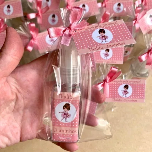 Álcool 70% Spray Lembrancinha aniversário bailarina