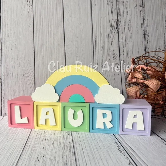 Candy Colors - Cubos 6x6cm Ts + Arco Íris. Decoração Bebê