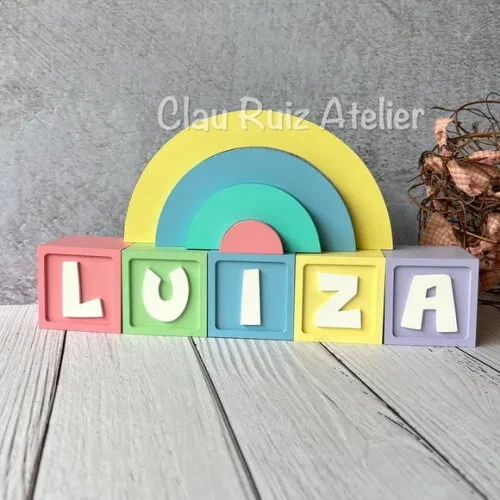 Candy Colors - Cubos 6x6cm Ts + Arco Íris. Decoração Bebê