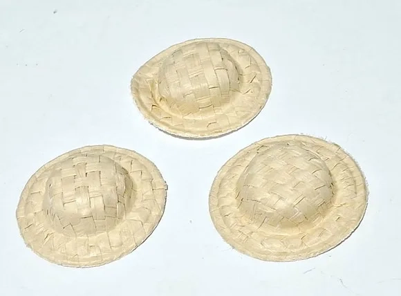 Mini Chapéu de Palha Creme 3,5cm Pacotes com 15 Unidades