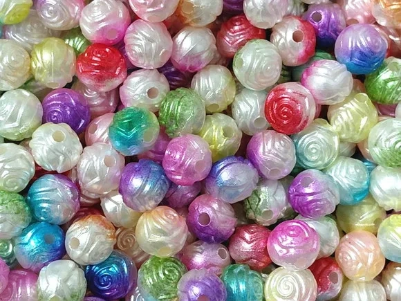 Bola Flor Tie-dye Colorida 8mm Pacote com 100 Unidades