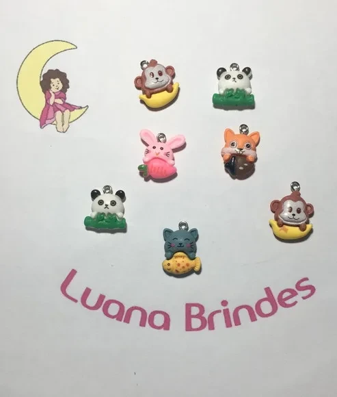 Pingente de Resina de Animais Pacote com 7 Unidades