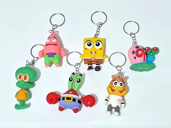 Chaveiro Bob Esponja 3d Emborrachado Pacote com 6 Unidades