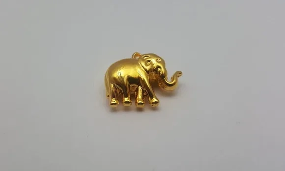 Pingente de Elefante Dourado de 2cm - 10 Unidades