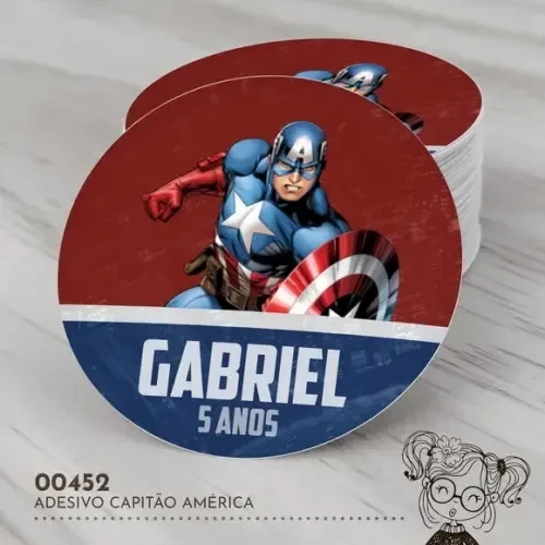 Adesivo Redondo Capitão América - 00452