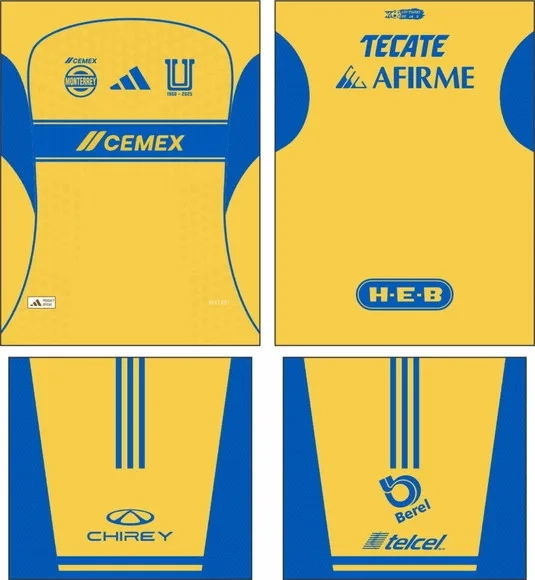 Arte Vetor Camisa Tigres Uanl Local 2025-2026
