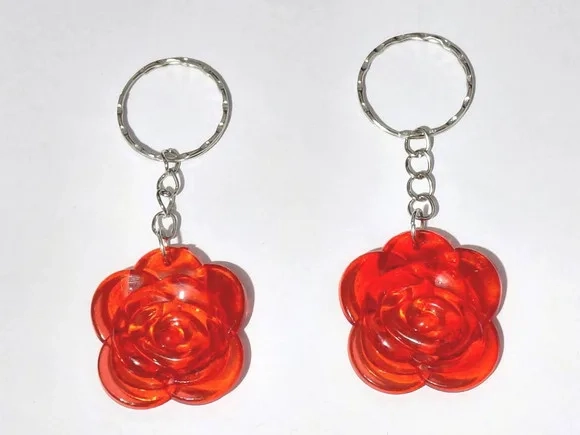 Chaveiro Rosa Vermelha 3,5cm Acrílica Pacote com 10 Unidades