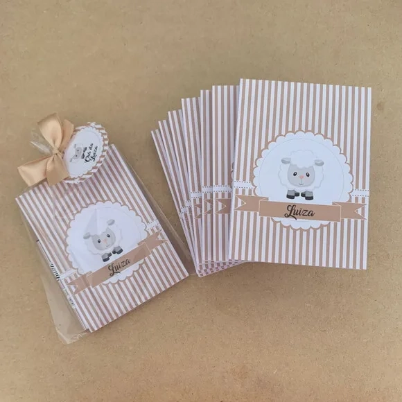Lembrancinha Mini Bloco personalizado Ovelhinha S/ Lápis