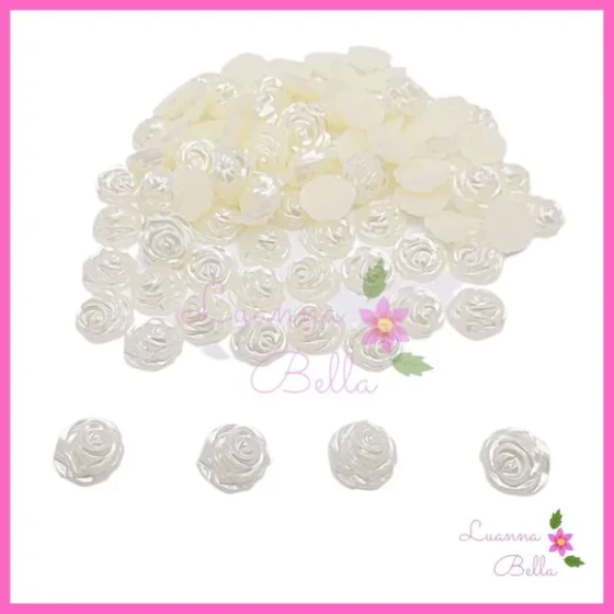 Aplique Meia Pérola Flor Champagne - Pct c/ 65 unidades