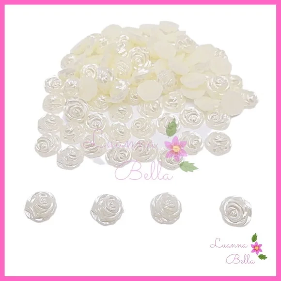 Aplique Meia Pérola Flor Champagne - Pct c/ 65 unidades