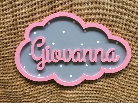 PORTA DE MATERNIDADE NUVEM COM NOME