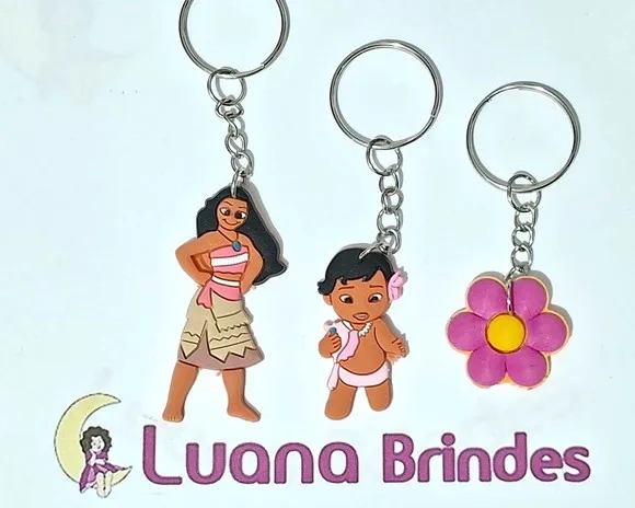 Chaveiro Moana Emborrachado Pacotes com 6 Unidades