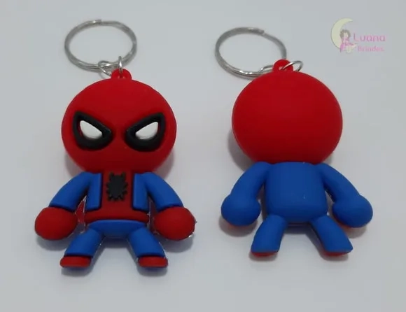 Chaveiro Homem Aranha de Borracha Pct 2 Unidades