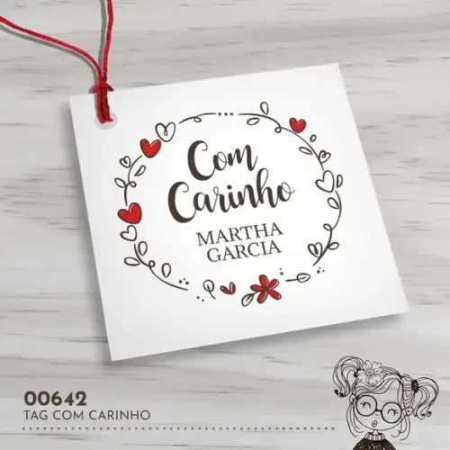 Tag Quadrada com Carinho - 00642