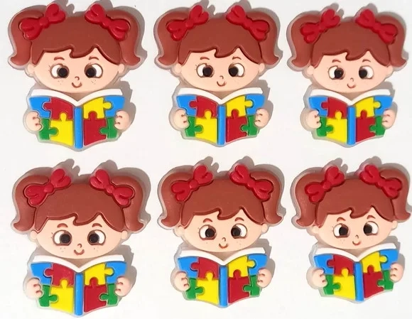 Aplique Menina com Símbolo Autismo - 6 Unidades