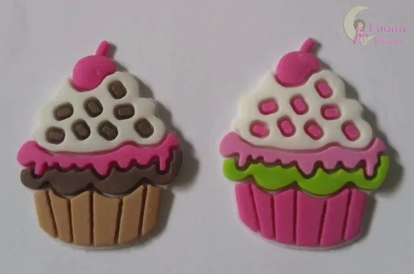Apliques Cupcakes de borracha - pct c/8 unidades