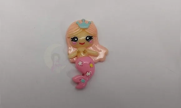 Aplique Sereia Rosa em Resina de 3,6cm - 5 Unidades