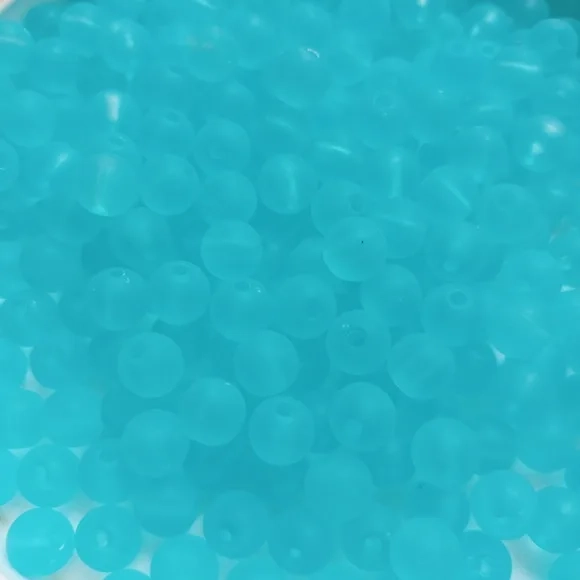 Bola Fosca Com Furo Azul Tiffany 8mm Pct 100 Unidades
