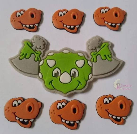 Apliques Dinossauros de borracha - pct c/8 unidades