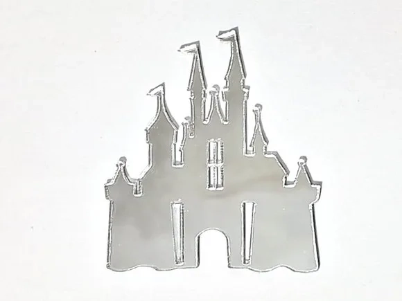 Apliques Castelo de Acrílico Espelhado 5cm Pacotes com 4 Uni