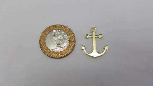 Aplique Âncora Acrílico Espelhado Dourado 2,5cm Pct 10 Unids