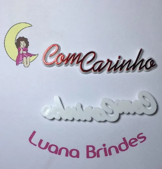 Plaquinhas com Carinho de Acrílico Injetado Pct C/5 Und