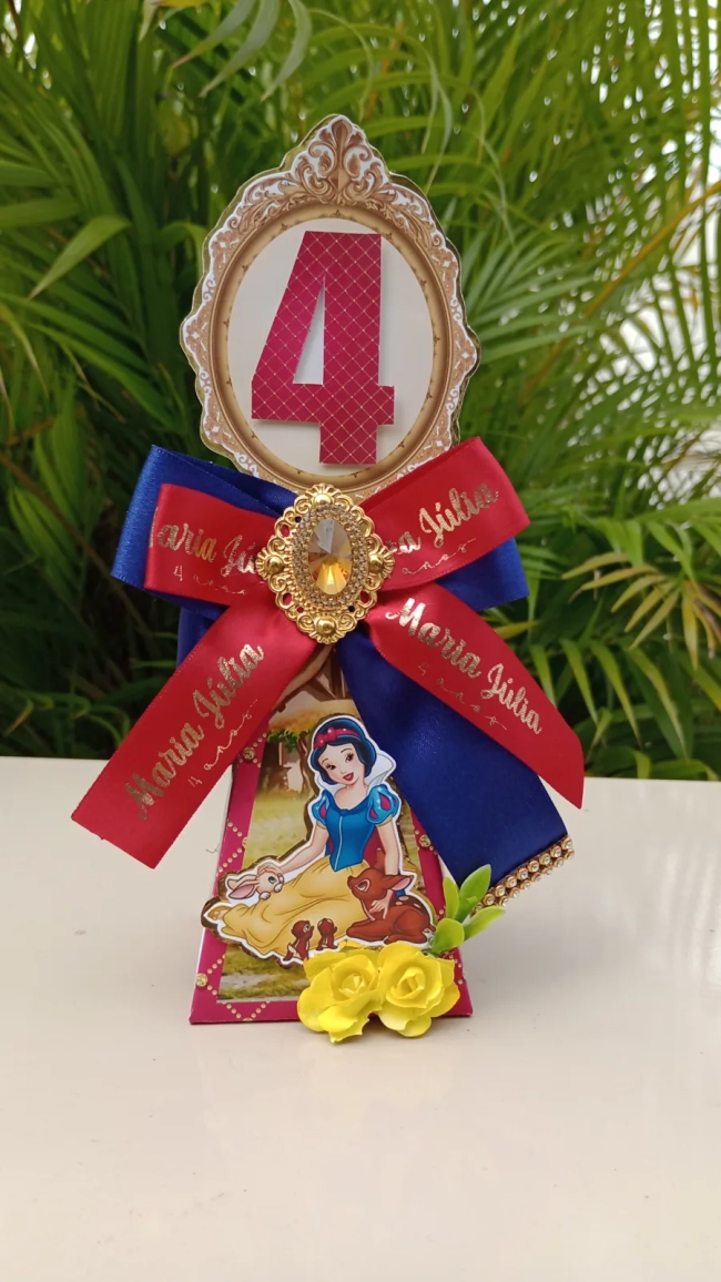 Caixa Pirâmide Luxo Personalizados Festa Branca de Neve