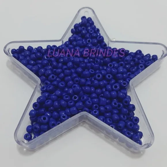 Miçanga Acrílica Azul Roy 6mm Pacote 60 Gramas