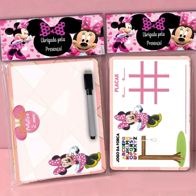 Lousa Magica Personalizada lembrancinhas Minnie Rosa
