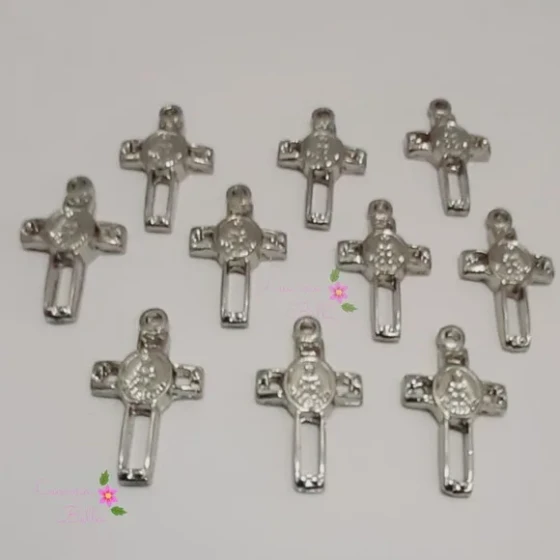Pingente Crucifixo de Metal Prata - pacts c/10 unds