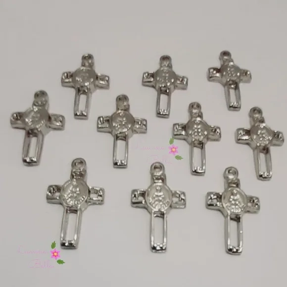 Pingente Crucifixo de Metal Prata - pacts c/10 unds