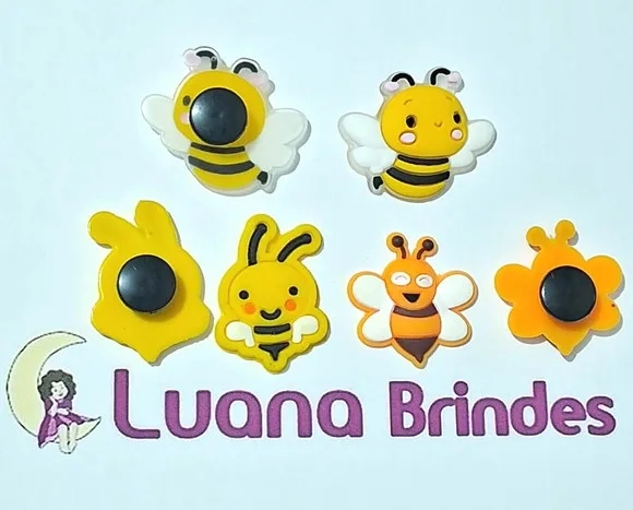 Pins para Crocs Abelhas Emborrachadas Pacotes com 6 Unidades