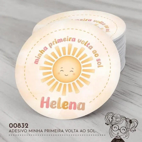 Adesivo Redondo Minha Primeira Volta ao Sol - 00832