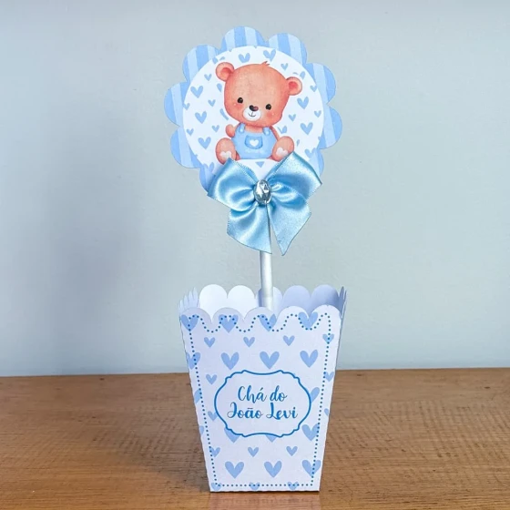 PEGUE E MONTE - Centro de Mesa URSINHO AZUL - Decoração de Festa | Lembrancinhas | Aniversário | Personalizados