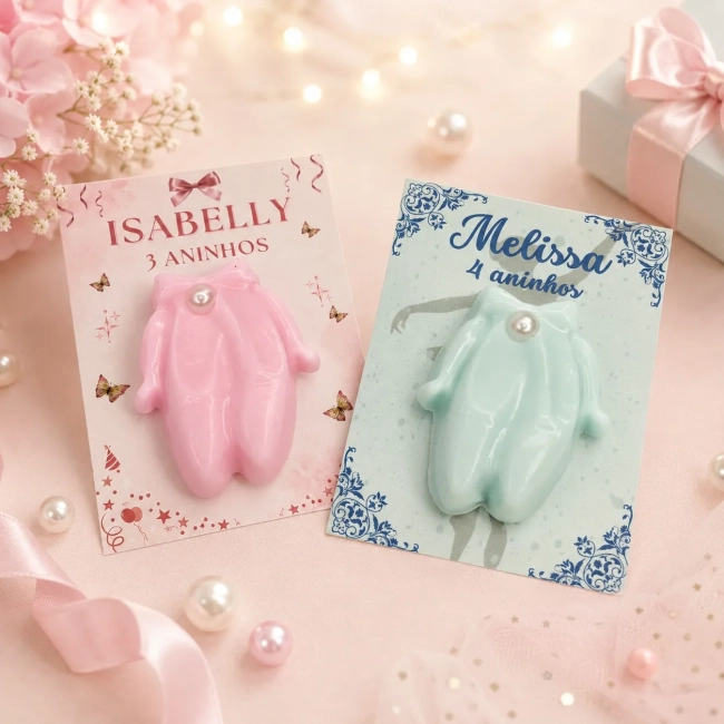 40 uni Lembrancinhas Mini Sabonete Bailarina Perfumado no Cartão Aniversário, Casamento, Chá de Bebê, Batizado e etc.