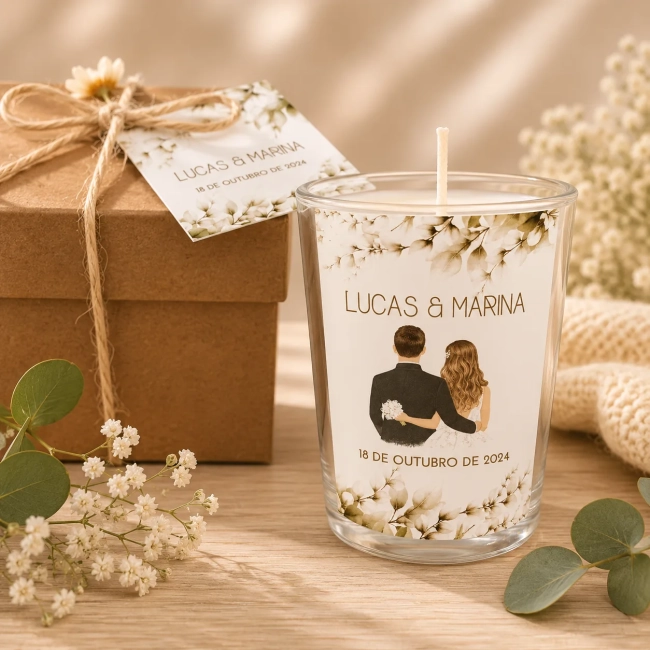 20 unidades Vela Aromática no Copo Lembrancinha Personalizada Batizado,Casamento, Aniversario e etc. Fazemos Qualquer Tema