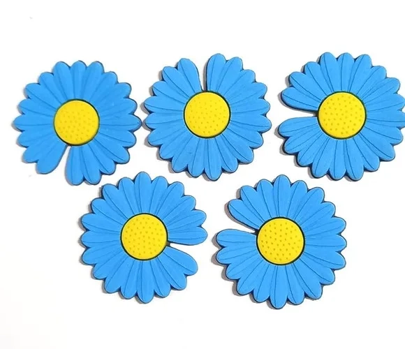 Aplique Flor Bem Me Quer Azul Emborrachado - 6 Peças