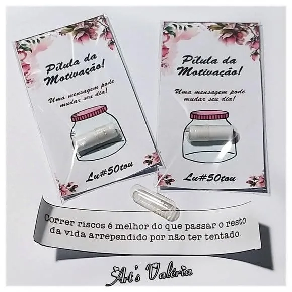Cartão Cápsula com Mensagem Motivacionais