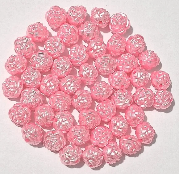 Pérola Flor Pink 12mm - Pct com 50 Unidades